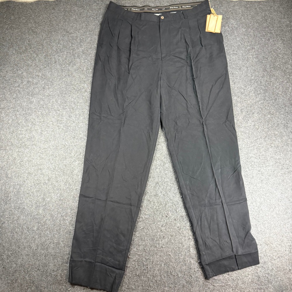 Tommy Bahama Black OCEANaire Pants Mens 40x37 Pleated 100% Silk Relaxed UNHEMMED